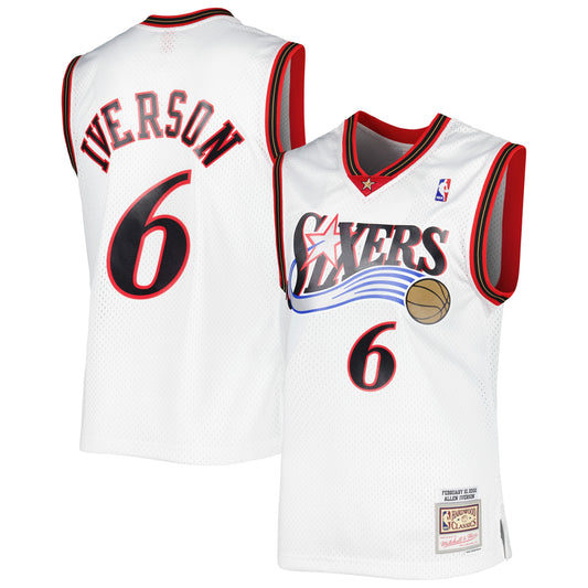 Allen Iverson Philadelphia 76ers M & N 2002/03 Hardwood Classics Swingman Jersey - White Basketball TJS1056