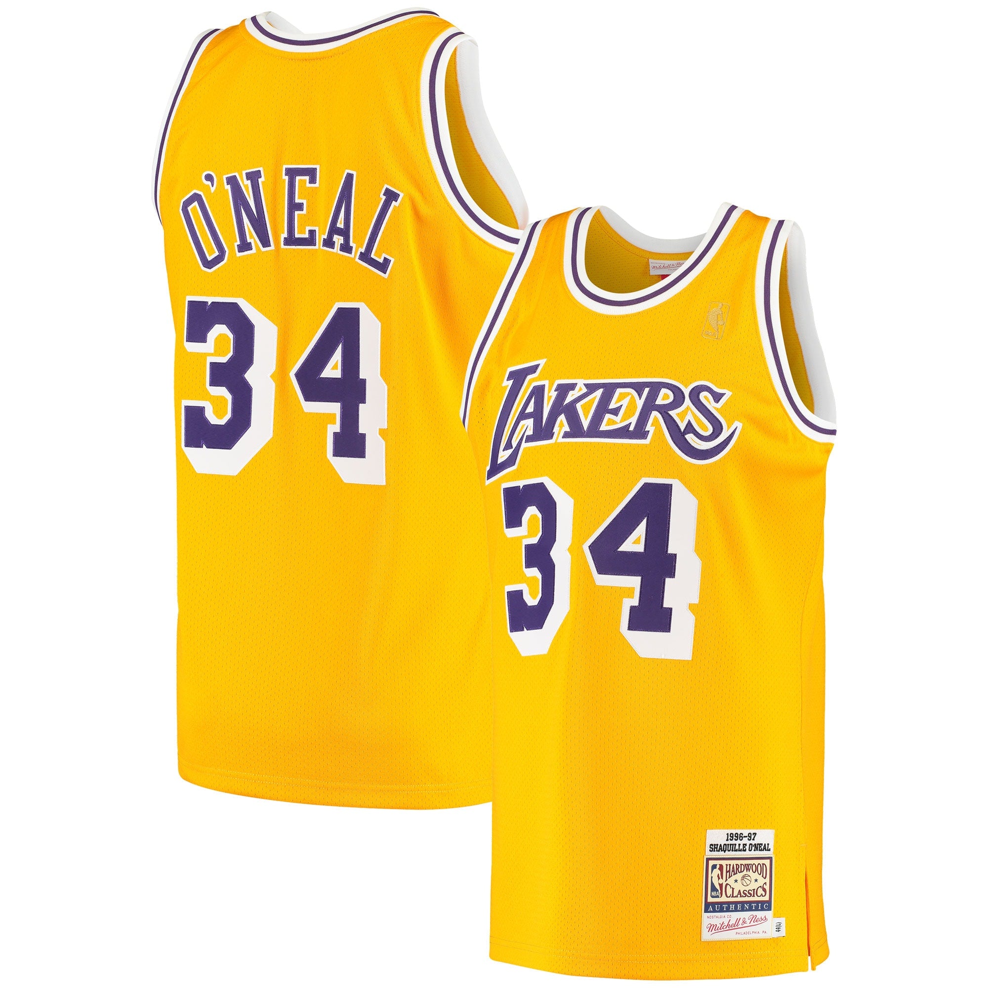 Shaquille O'Neal Los Angeles Lakers M & N 1996/97 Hardwood Classics Jersey - Gold Basketball TJS1002