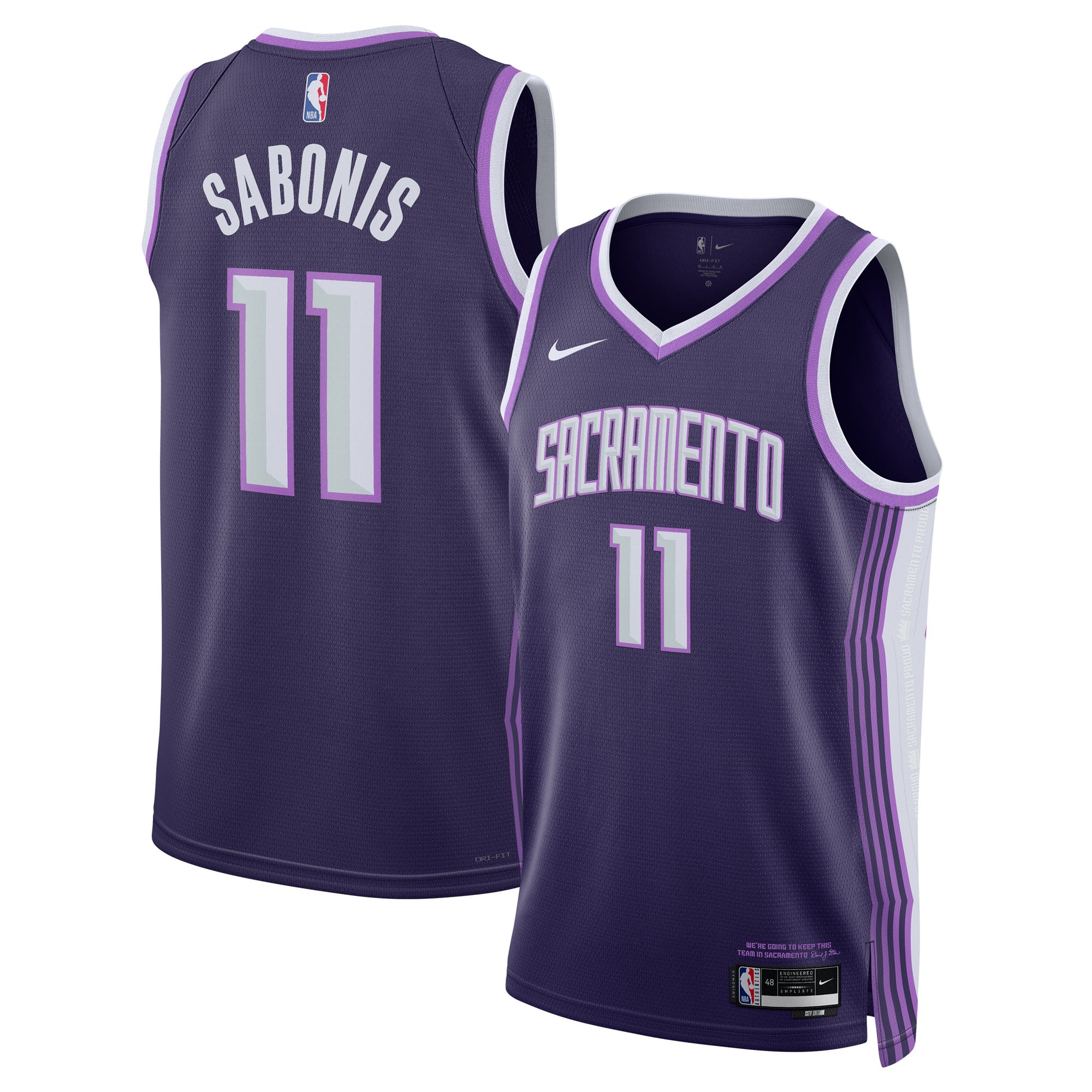 Domantas Sabonis Sacramento Kings Unisex 2025/26 Swingman Jersey - Purple - City Edition Basketball TJS1048