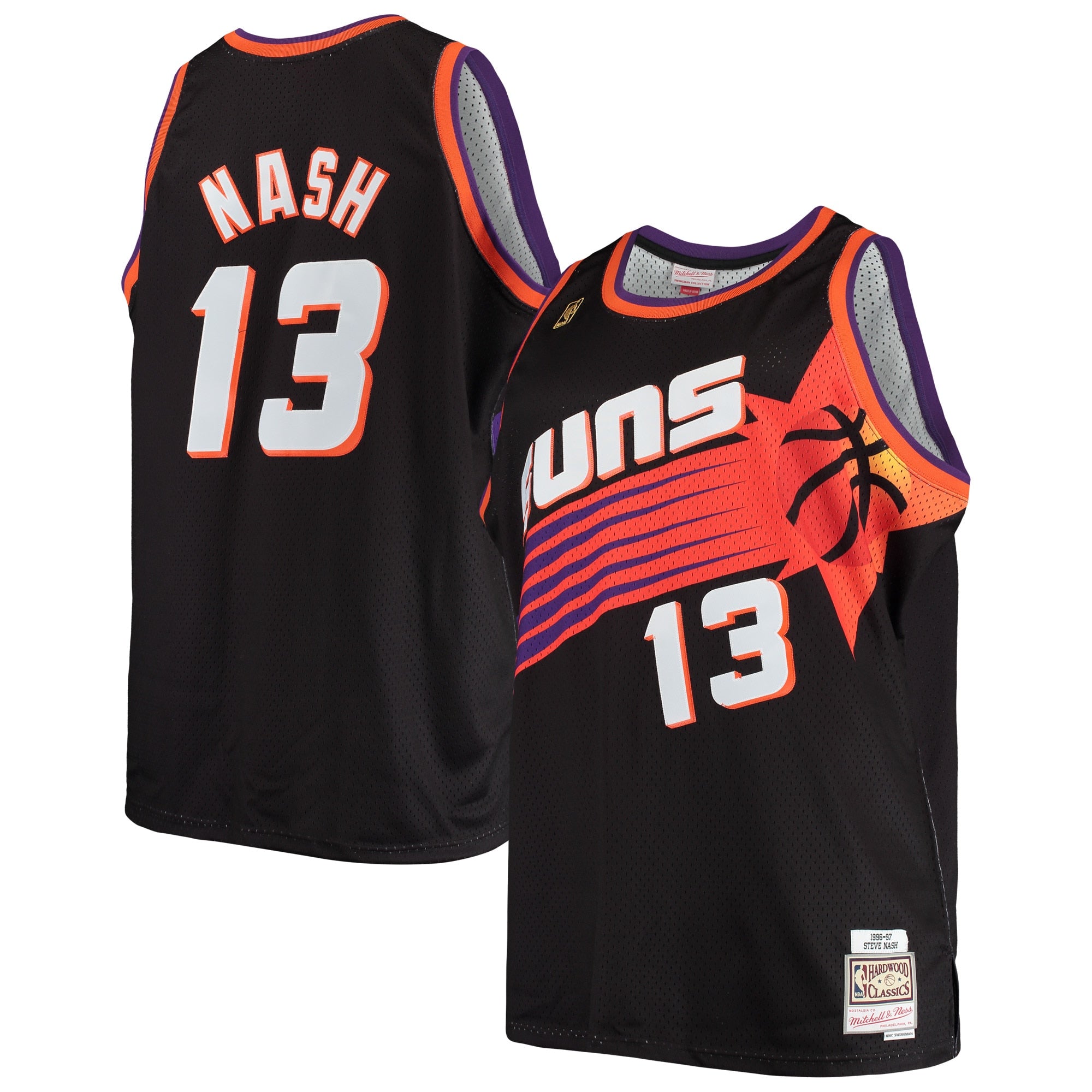 Steve Nash Phoenix Suns M & N 1996/97 Big & Tall Hardwood Classics Swingman Jersey - Black Basketball TJS1052