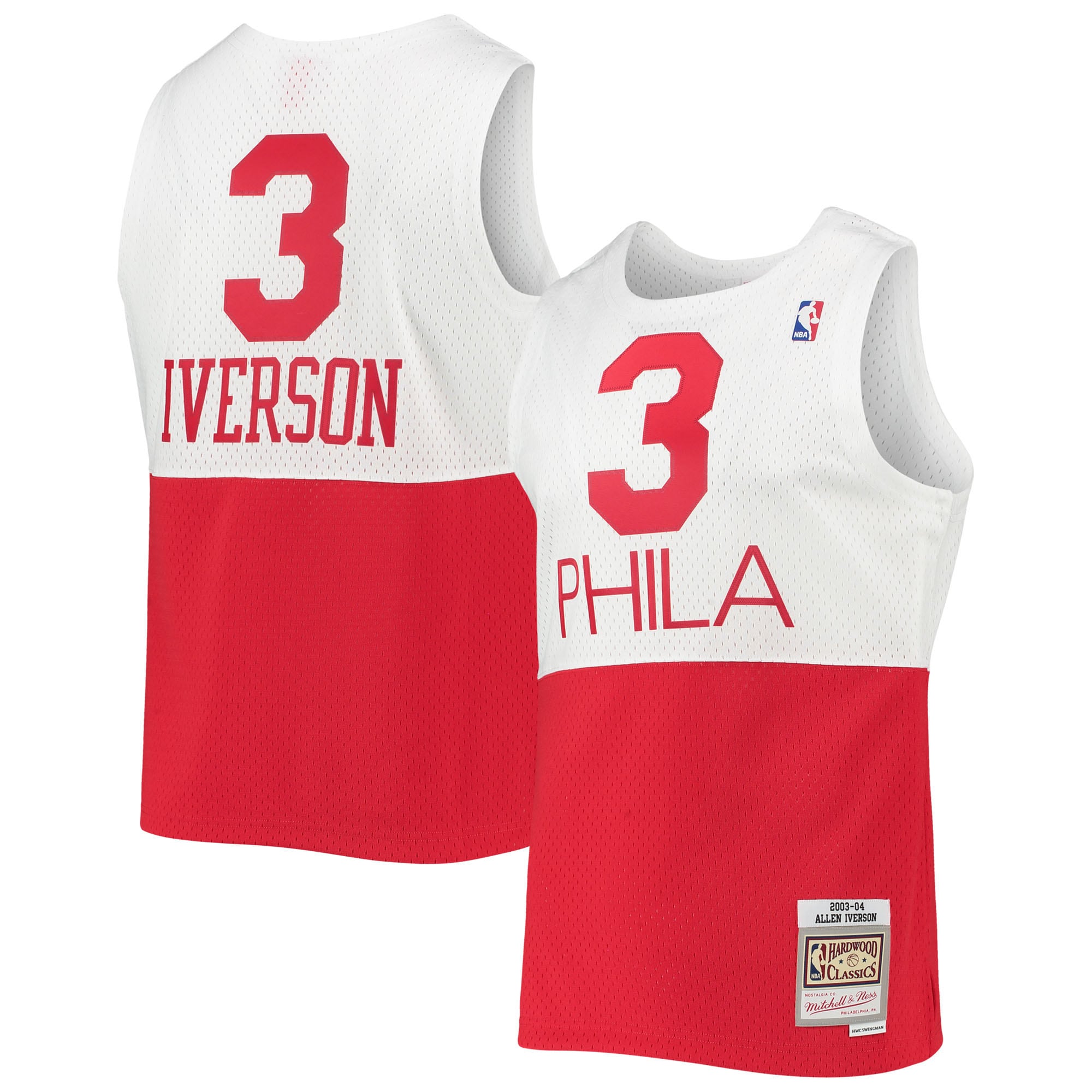 Allen Iverson Philadelphia 76ers M & N 2003/2004 Hardwood Classics Swingman Jersey - White Basketball TJS1019