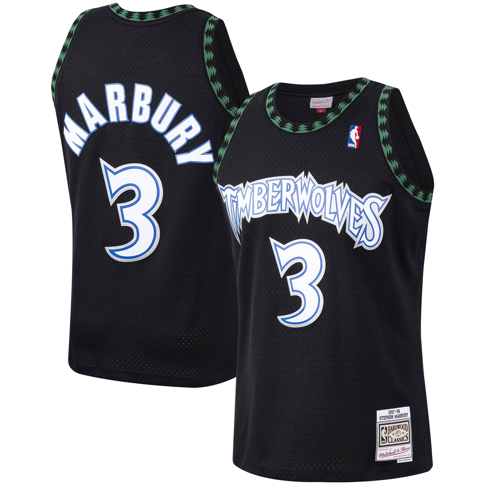 Stephon Marbury Minnesota Timberwolves M & N 1997/98 Hardwood Classics Swingman Jersey - Black Basketball TJS0934