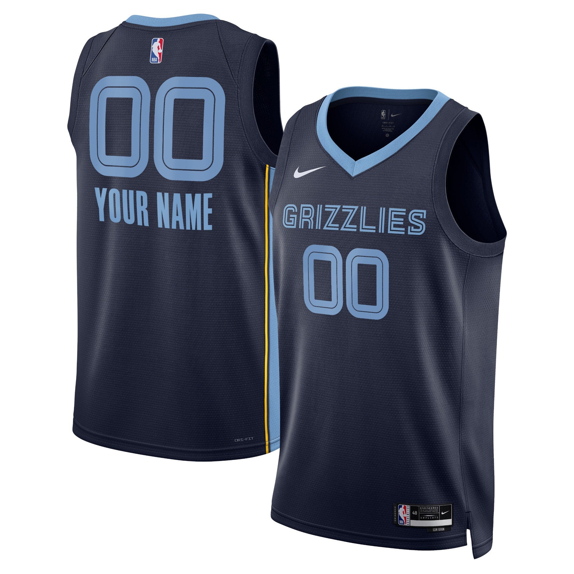 Memphis Grizzlies Unisex Swingman Custom Jersey - Navy - Icon Edition Basketball TJS0903