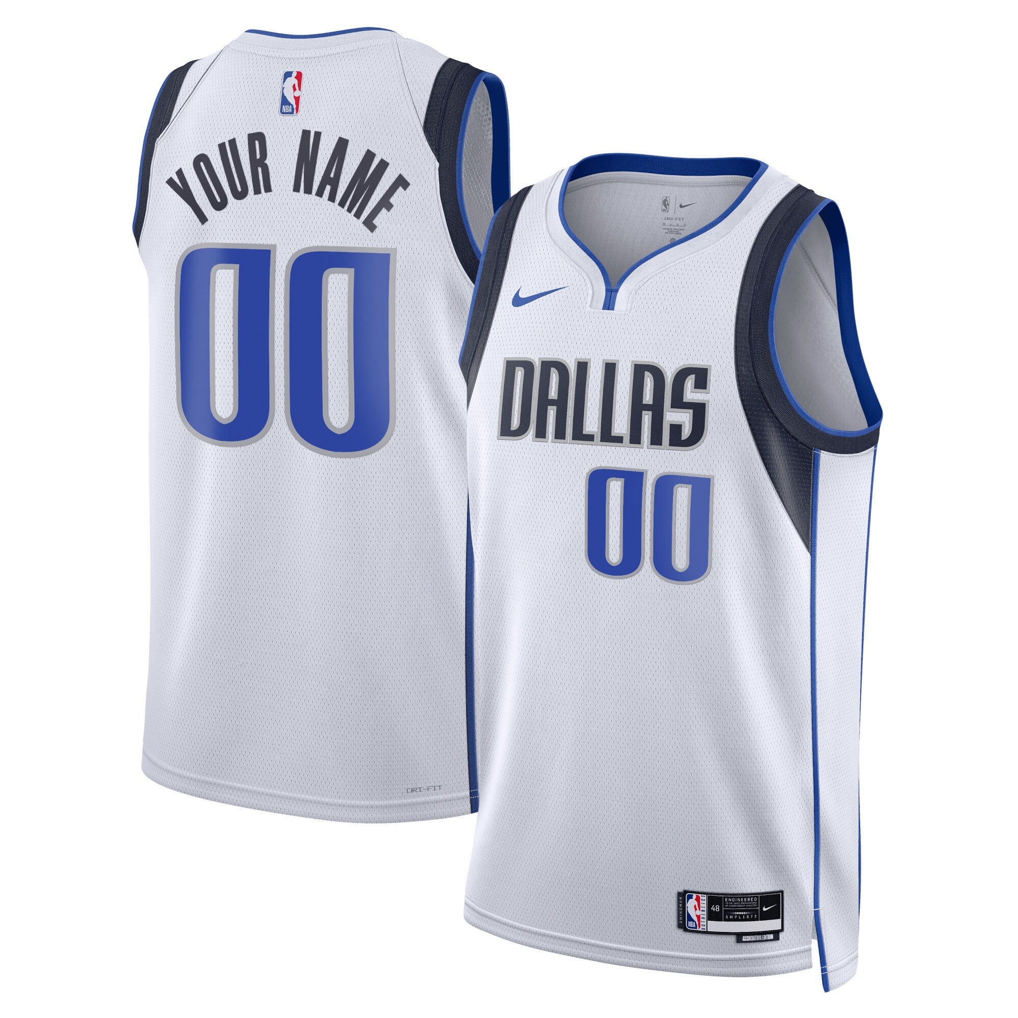 Dallas Mavericks Unisex Swingman Custom Jersey White - Association Edition Basketball TJS0956