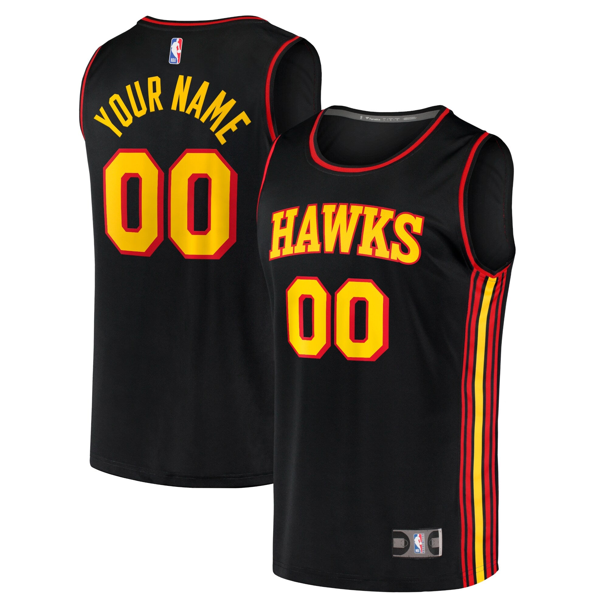 Atlanta Hawks Fast Break Replica Custom Jersey Black - Statement Edition Basketball TJS0904