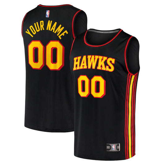 Atlanta Hawks Fast Break Replica Custom Jersey Black - Statement Edition Basketball TJS0904