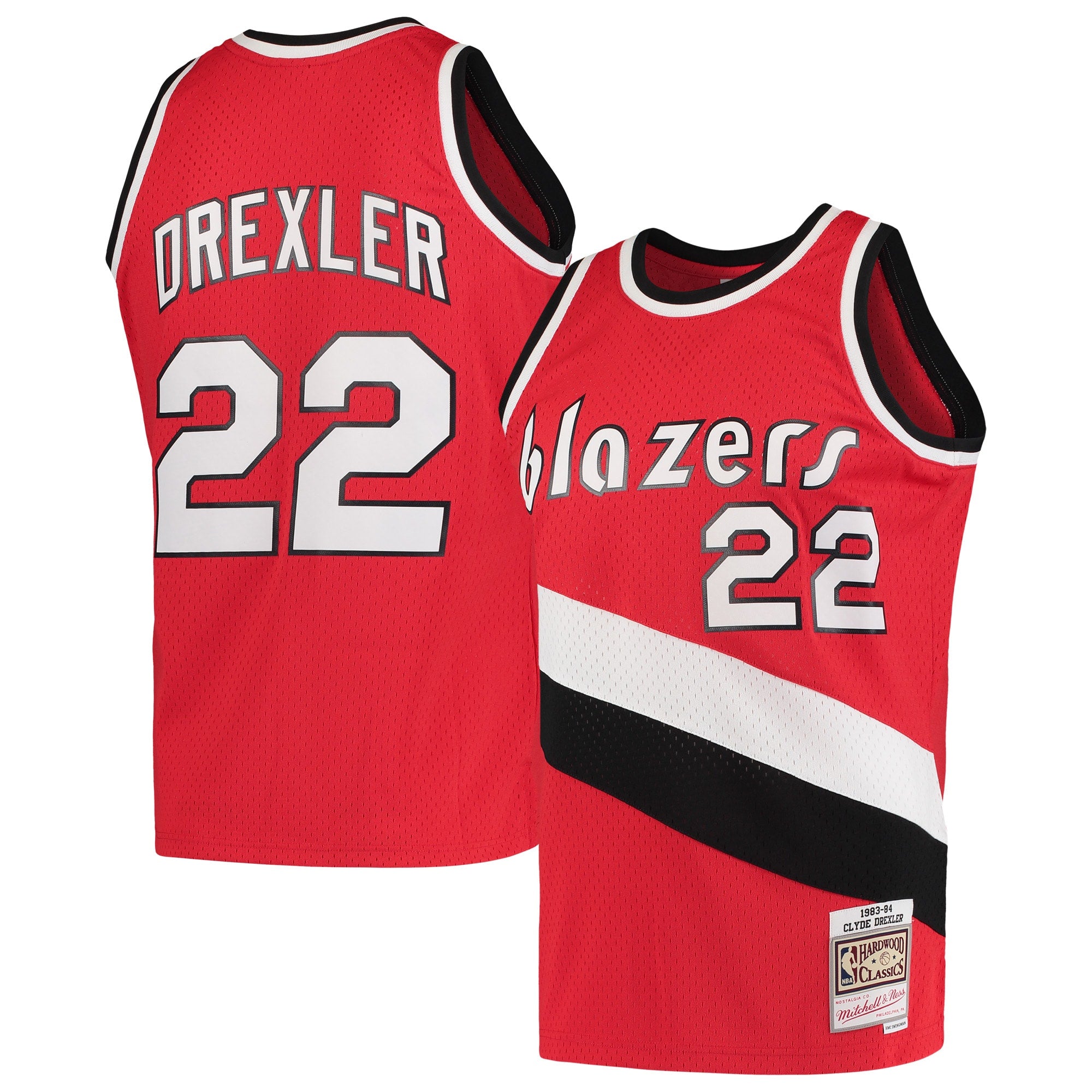 Clyde Drexler Portland Trail Blazers M & N 1983/84 Hardwood Classics Swingman Jersey - Red Basketball TJS1022