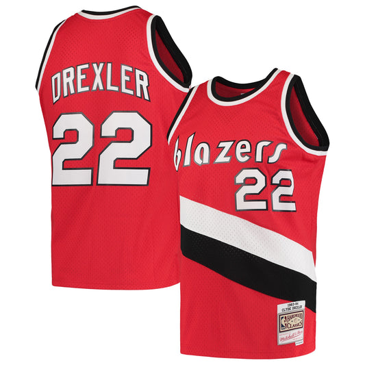Clyde Drexler Portland Trail Blazers M & N 1983/84 Hardwood Classics Swingman Jersey - Red Basketball TJS1022