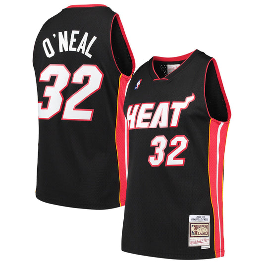 Shaquille O'Neal Miami Heat M & N Hardwood Classics Swingman Jersey - Black Basketball TJS0905