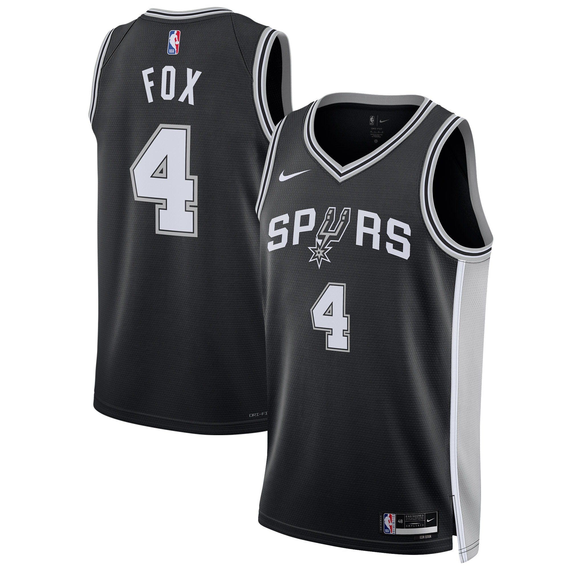 De'Aaron Fox San Antonio Spurs Unisex Swingman Player Jersey - Icon Edition - Black Basketball TJS0887