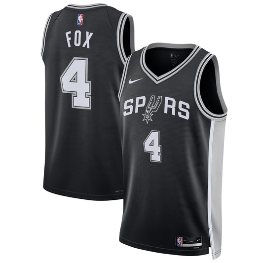 De'Aaron Fox San Antonio Spurs Unisex Swingman Player Jersey - Icon Edition - Black Basketball TJS0887