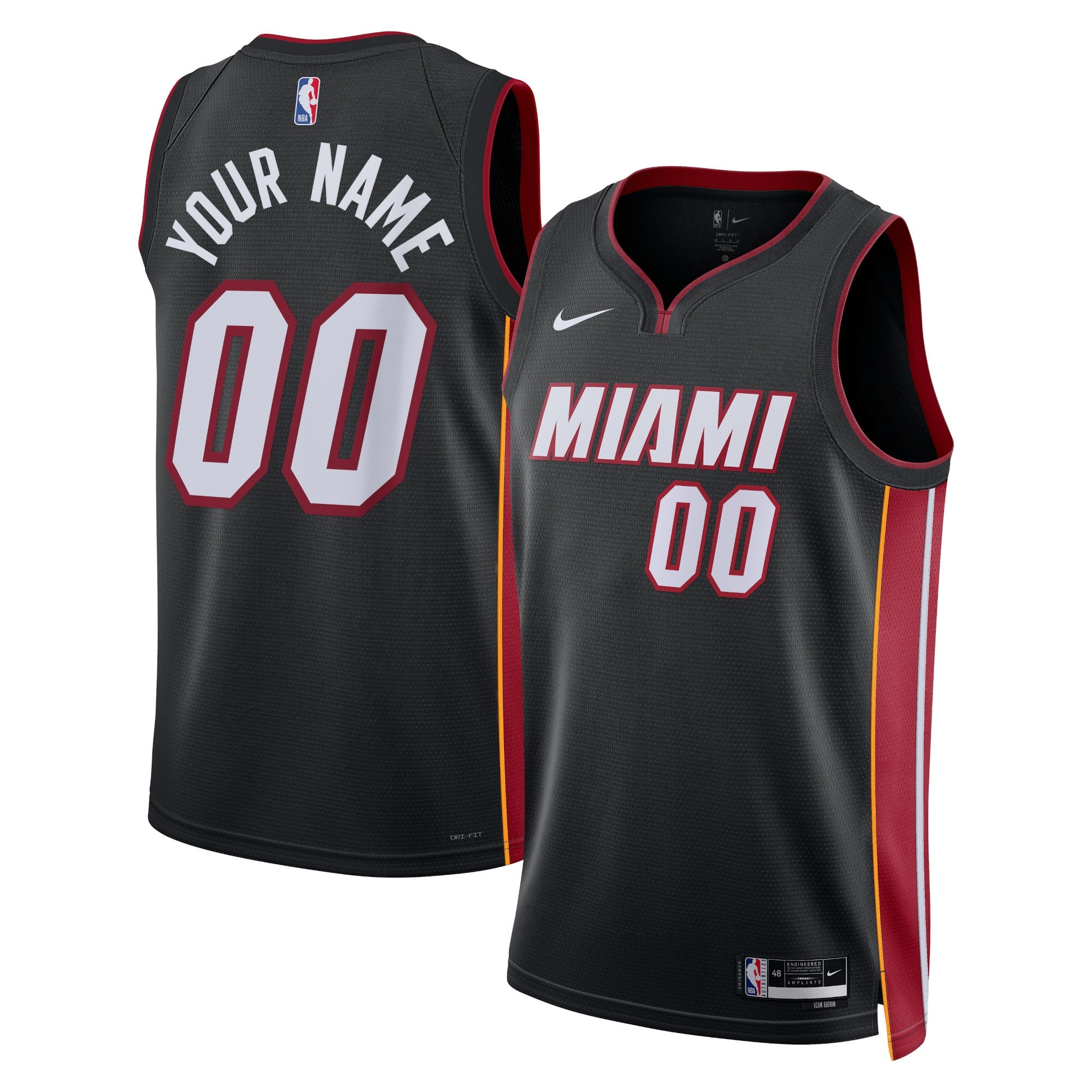 Miami Heat Unisex Swingman Custom Jersey Black - Icon Edition Basketball TJS0884