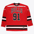Dennis Rodman Chicago Bulls M & N Big & Tall Hockey Jersey - Red Basketball TJS0877
