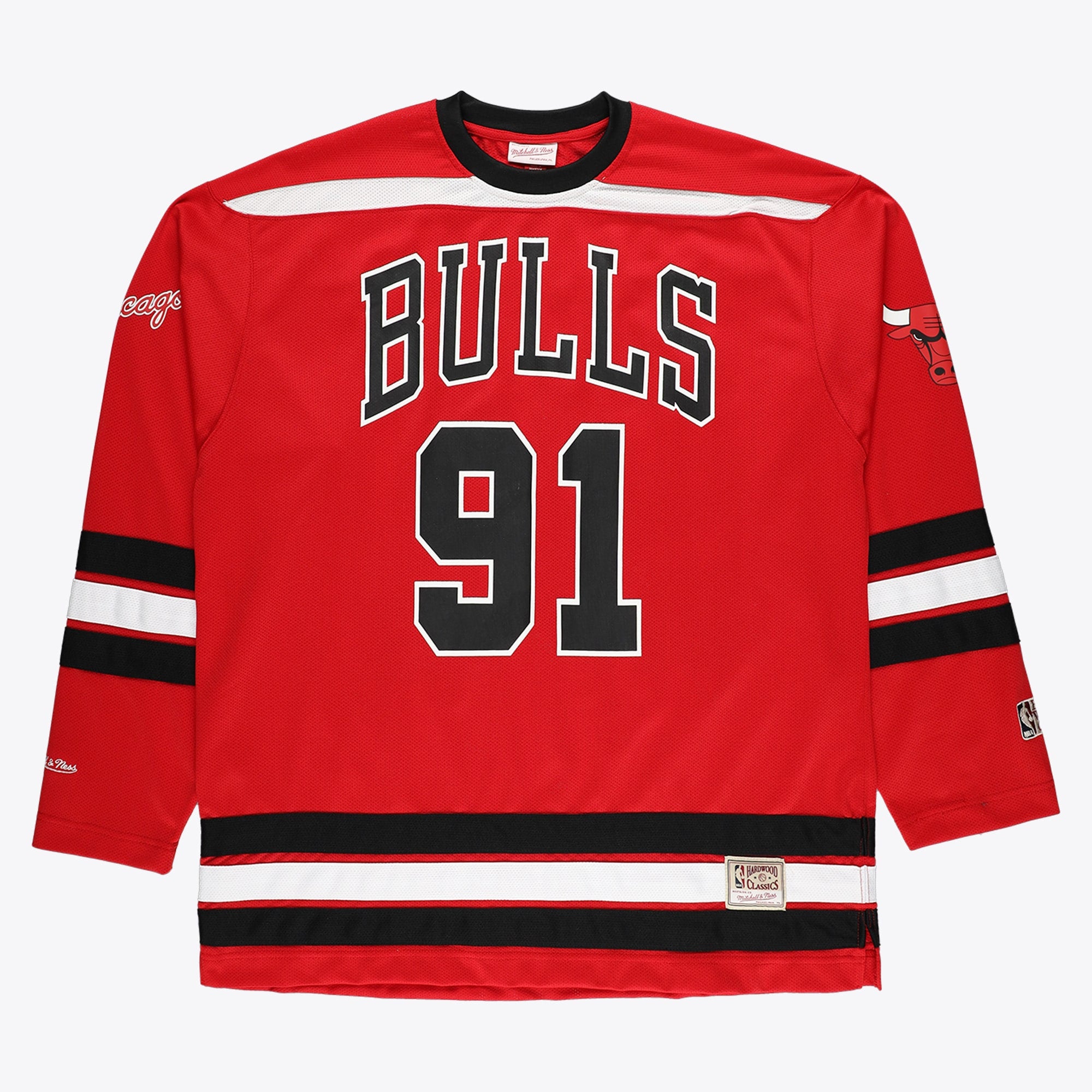 Dennis Rodman Chicago Bulls M & N Big & Tall Hockey Jersey - Red Basketball TJS0877