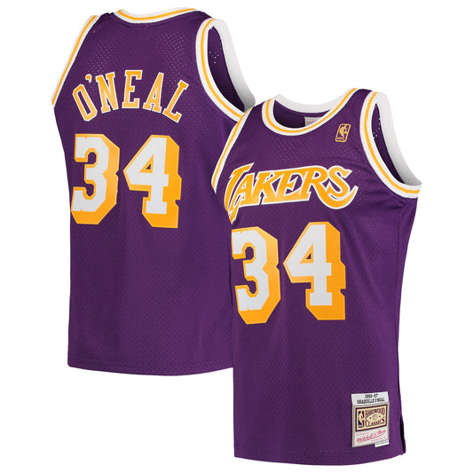 Shaquille O'Neal Los Angeles Lakers M & N Hardwood Classics Swingman Jersey - Purple Basketball TJS0594