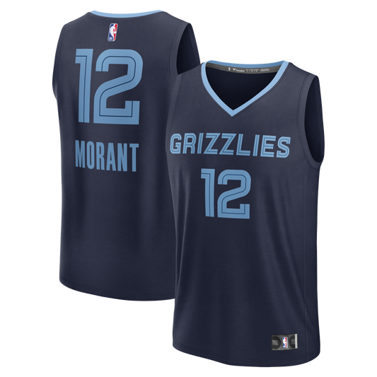 Ja Morant Memphis Grizzlies Fast Break Replica Player Jersey - Icon Edition - Navy Basketball TJS0605