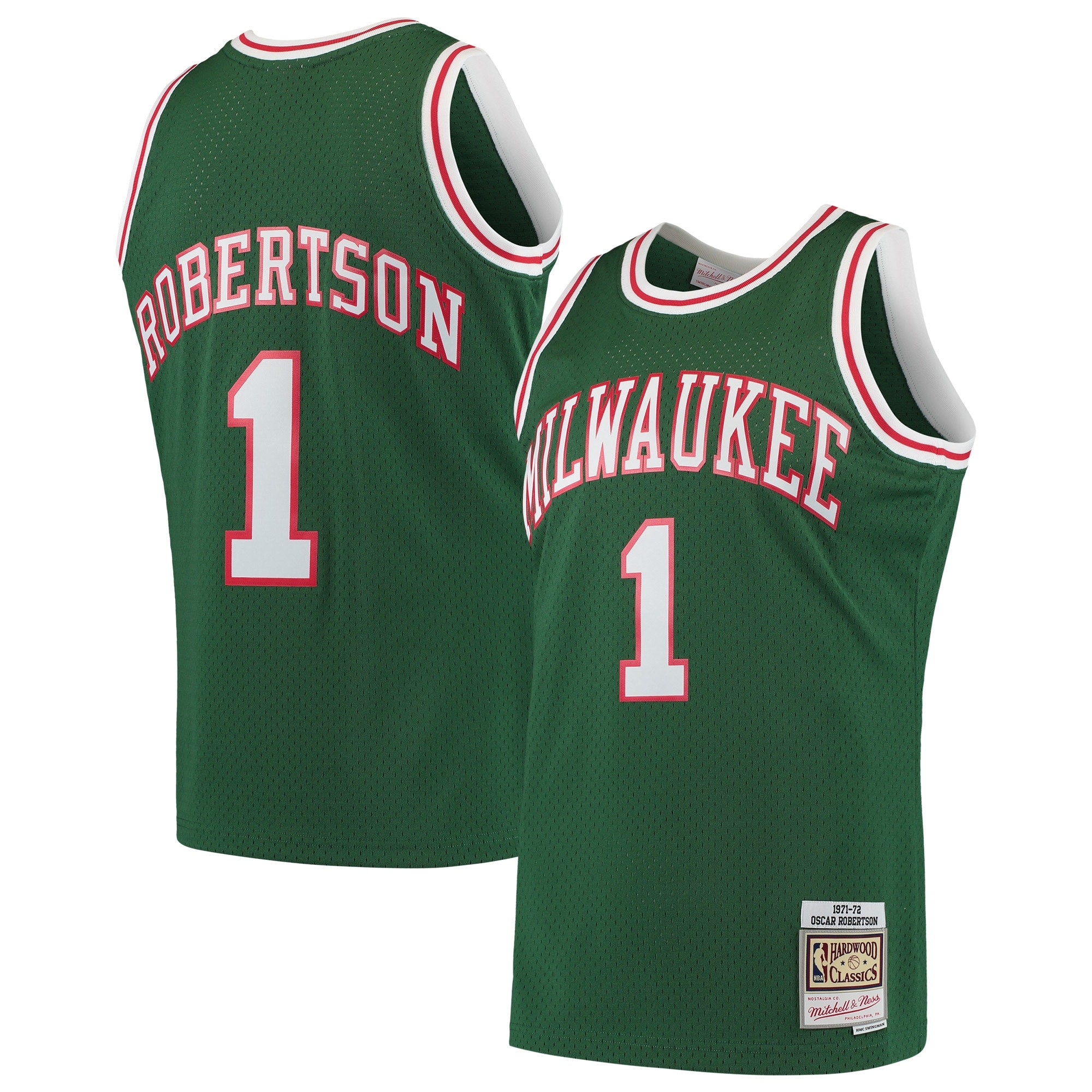 Oscar Robertson Milwaukee Bucks M & N 1971/72 Hardwood Classics Swingman Jersey - Green Basketball TJS0610