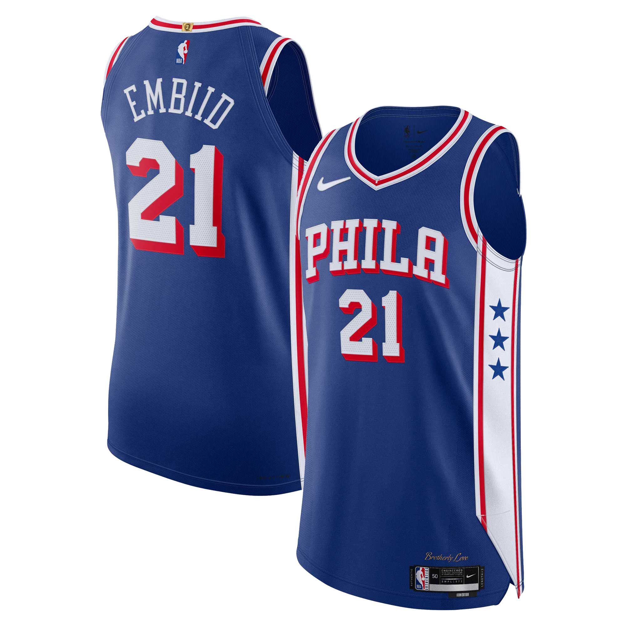Joel Embiid Philadelphia 76ers Jersey - Icon Edition - Royal Basketball TJS0652