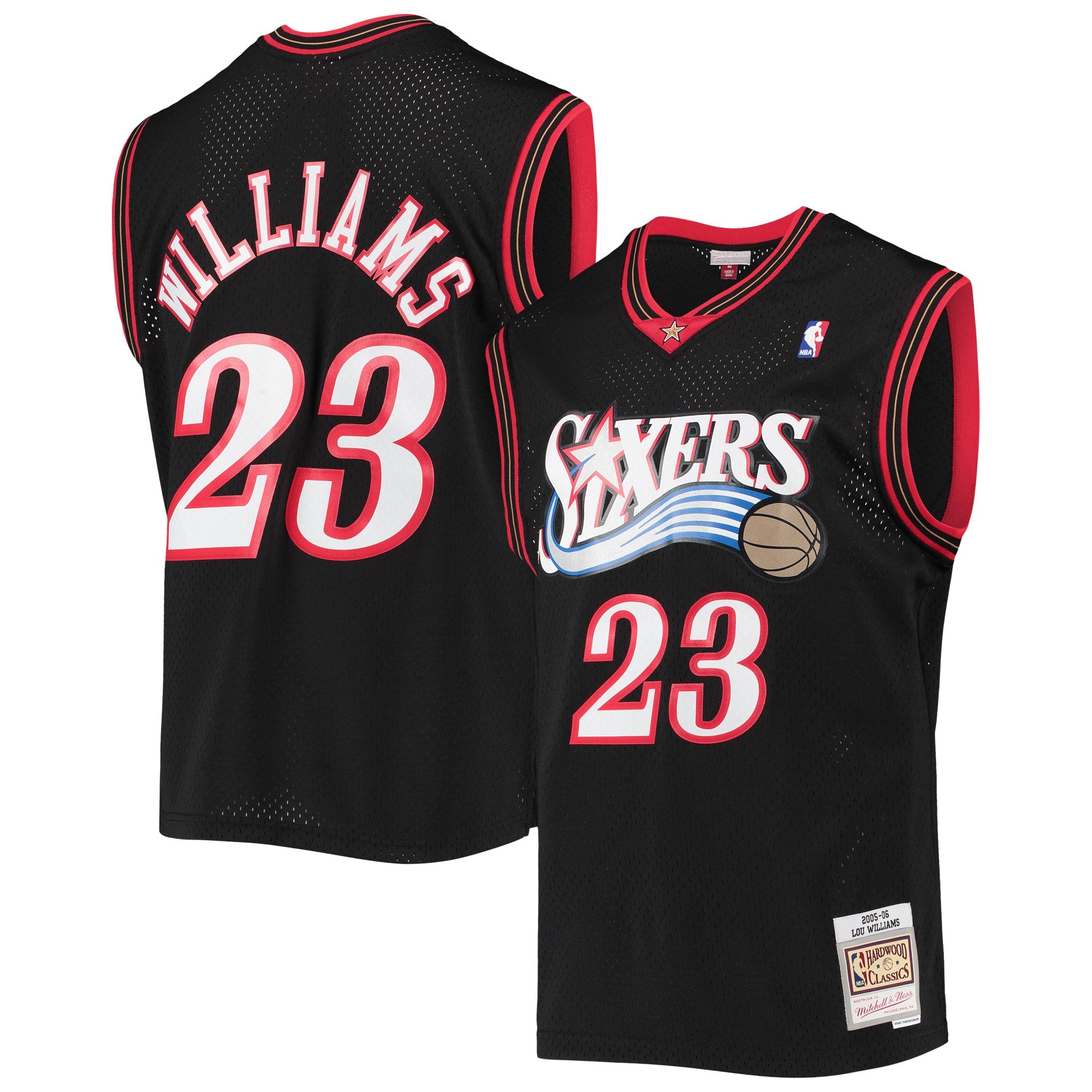 Lou Williams Philadelphia 76ers M & N 2005/06 Hardwood Classics Swingman Jersey - Black Basketball TJS0866