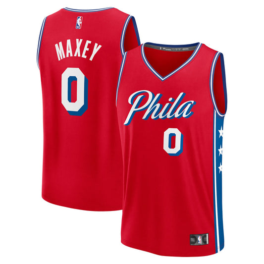 Tyrese Maxey Philadelphia 76ers Fast Break Replica Player Jersey - Statement Edition - Red Basketball TJS0692