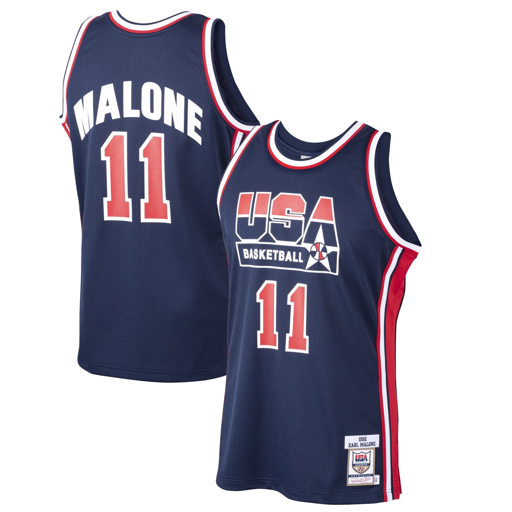 Karl Malone USA Basketball M & N 1992 Dream Team Jersey - Navy Basketball TJS0789