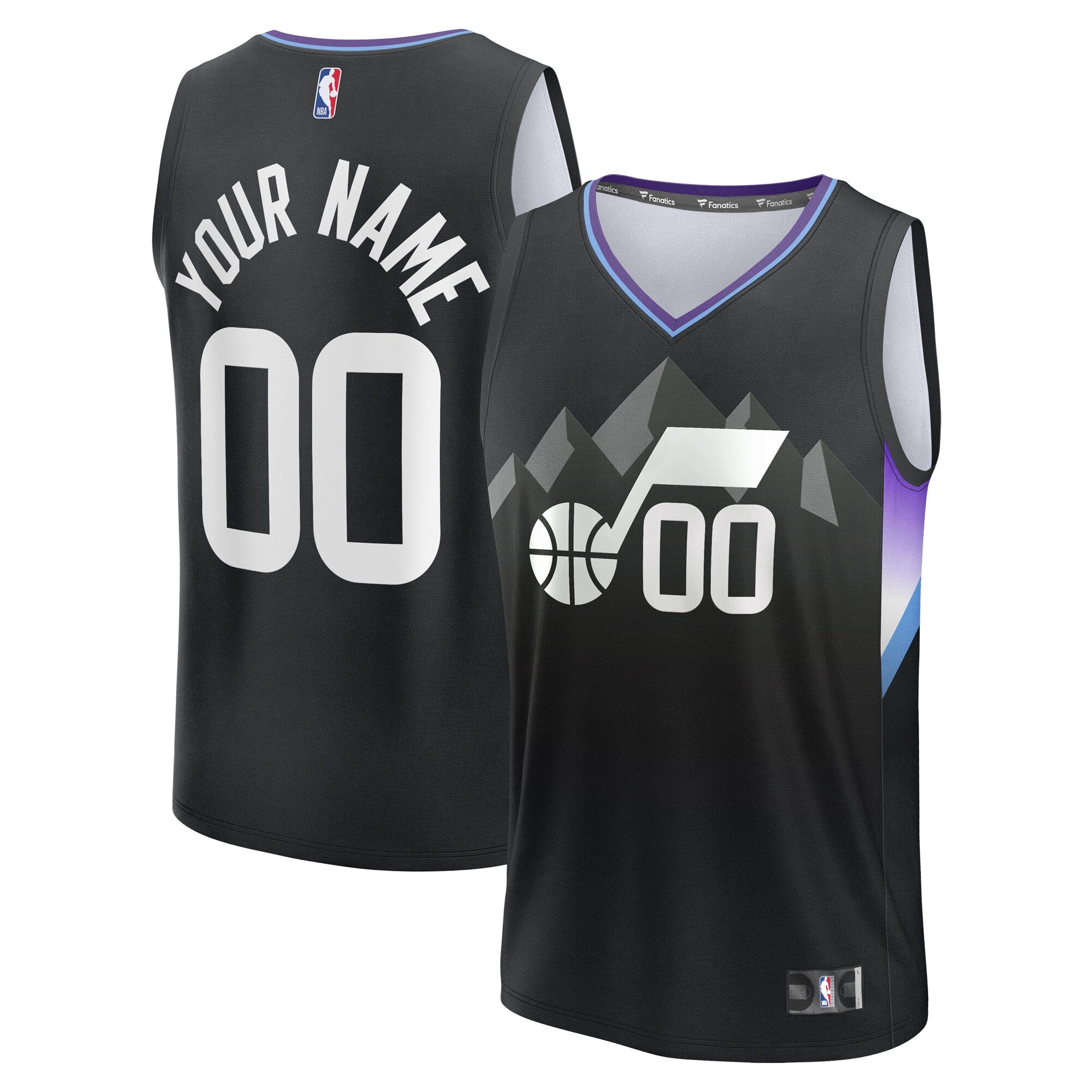 Utah Jazz Fast Break Custom Jersey - Statement Edition - Black Basketball TJS0809