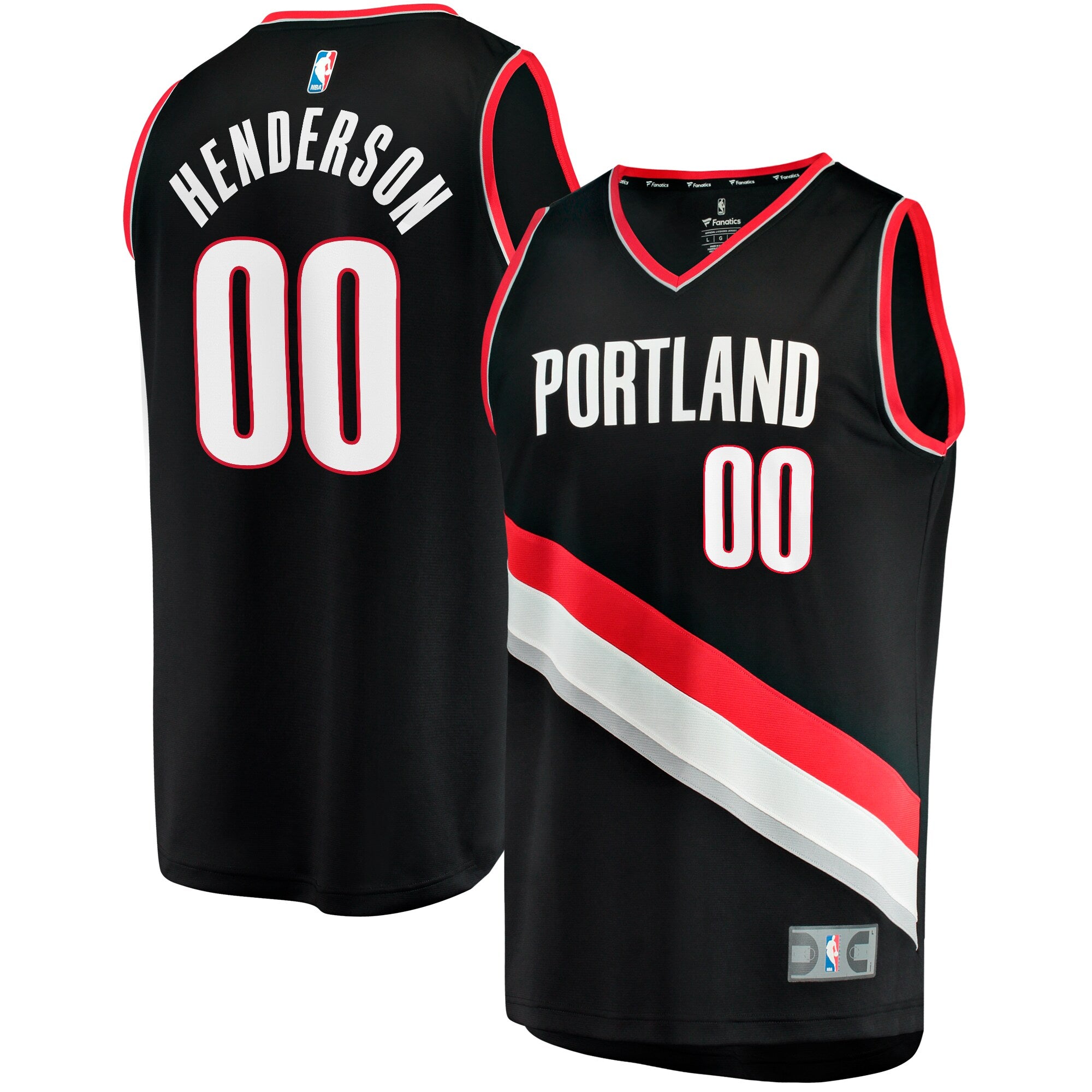 Scoot Henderson Portland Trail Blazers Fast Break Replica Jersey - Icon Edition - Black Basketball TJS0845
