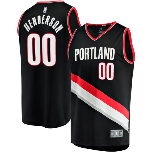Scoot Henderson Portland Trail Blazers Fast Break Replica Jersey - Icon Edition - Black Basketball TJS0845