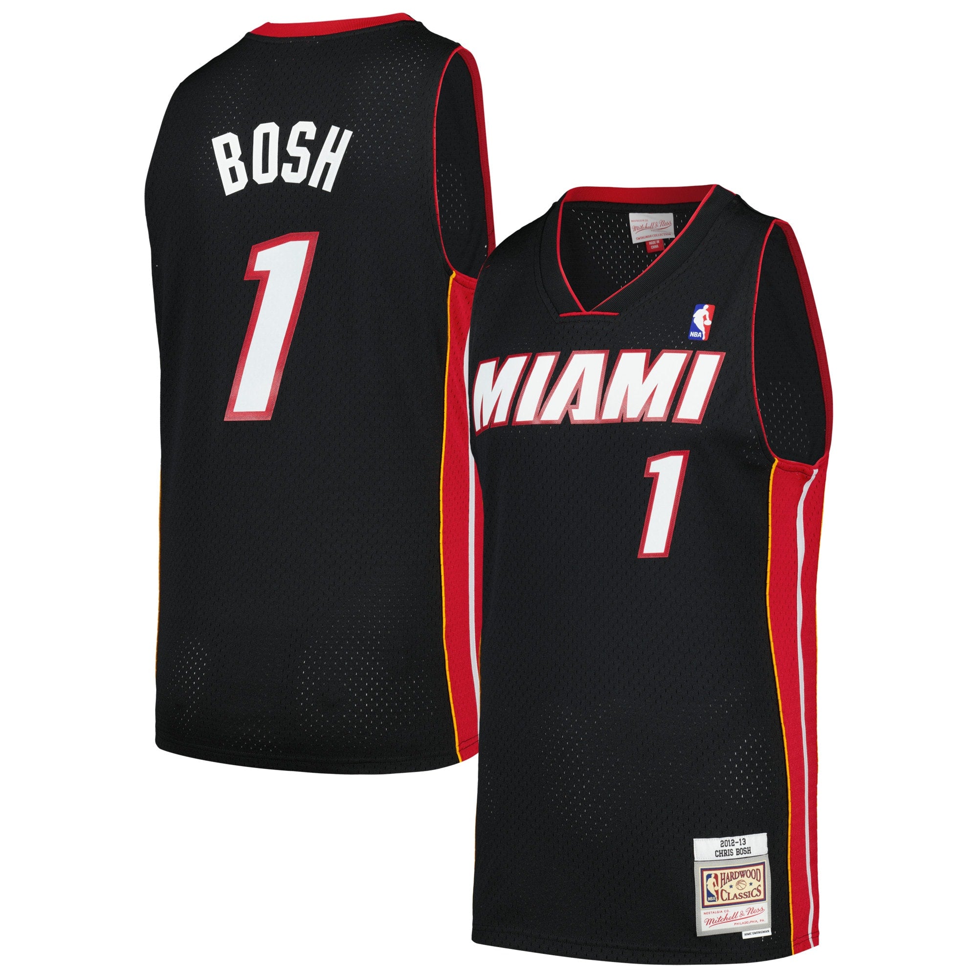 Chris Bosh Miami Heat M & N 2012/13 Hardwood Classics Swingman Jersey - Black Basketball TJS0857