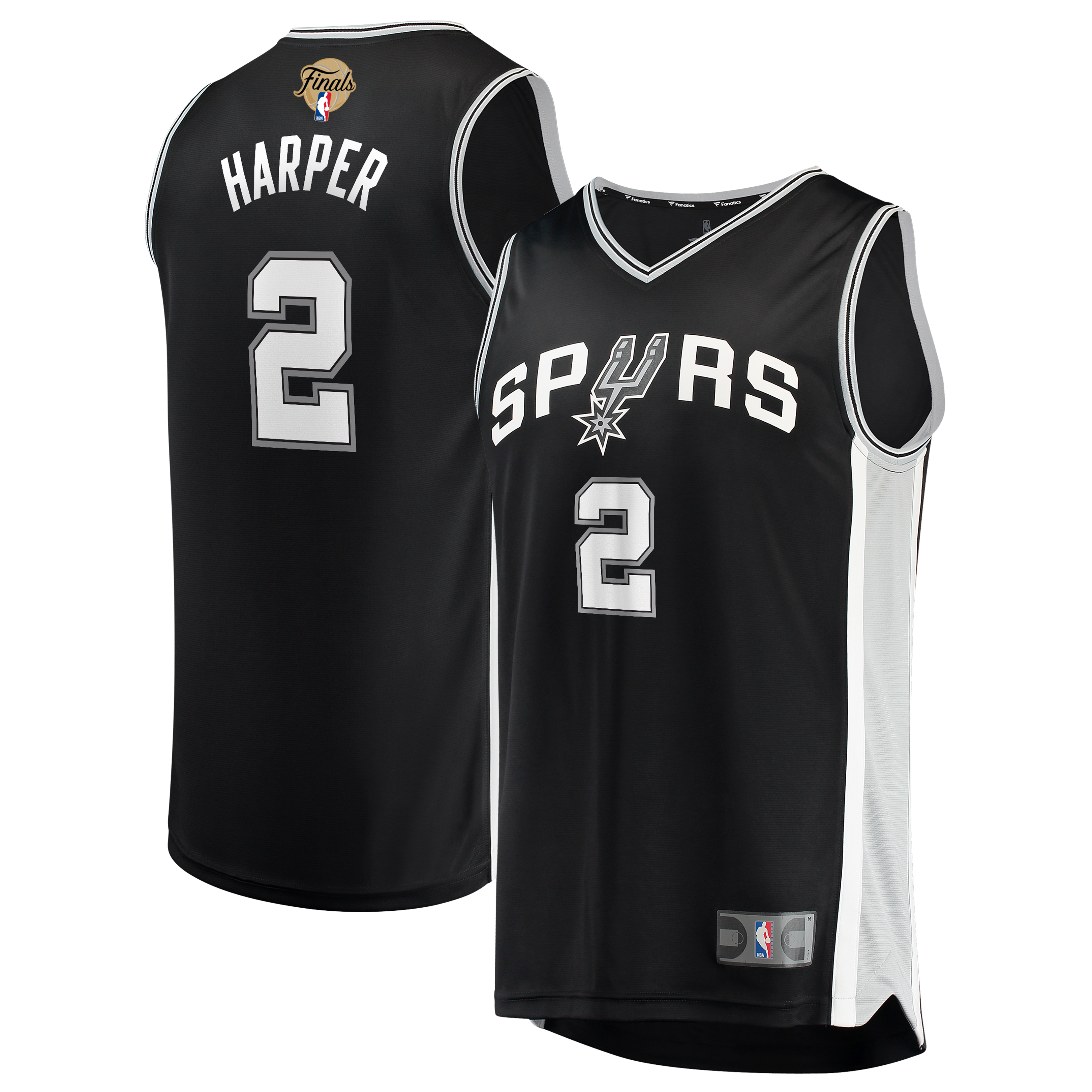 Dylan Harper San Antonio Spurs 2026 Finals Patch Fast Break Jersey - Icon Edition - Black Basketball TJS0804