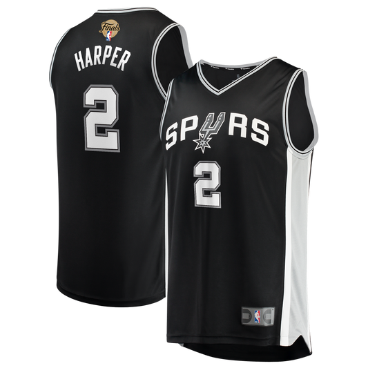 Dylan Harper San Antonio Spurs 2026 Finals Patch Fast Break Jersey - Icon Edition - Black Basketball TJS0804