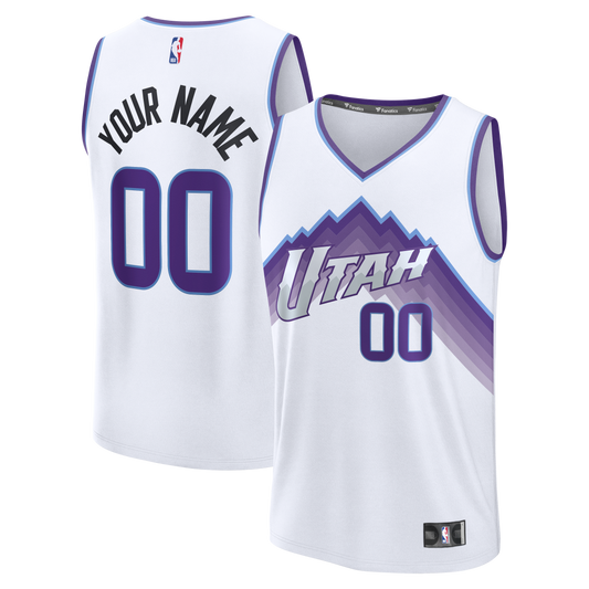 Utah Jazz Fast Break Replica Custom Jersey - White - Association Edition Basketball TJS0749