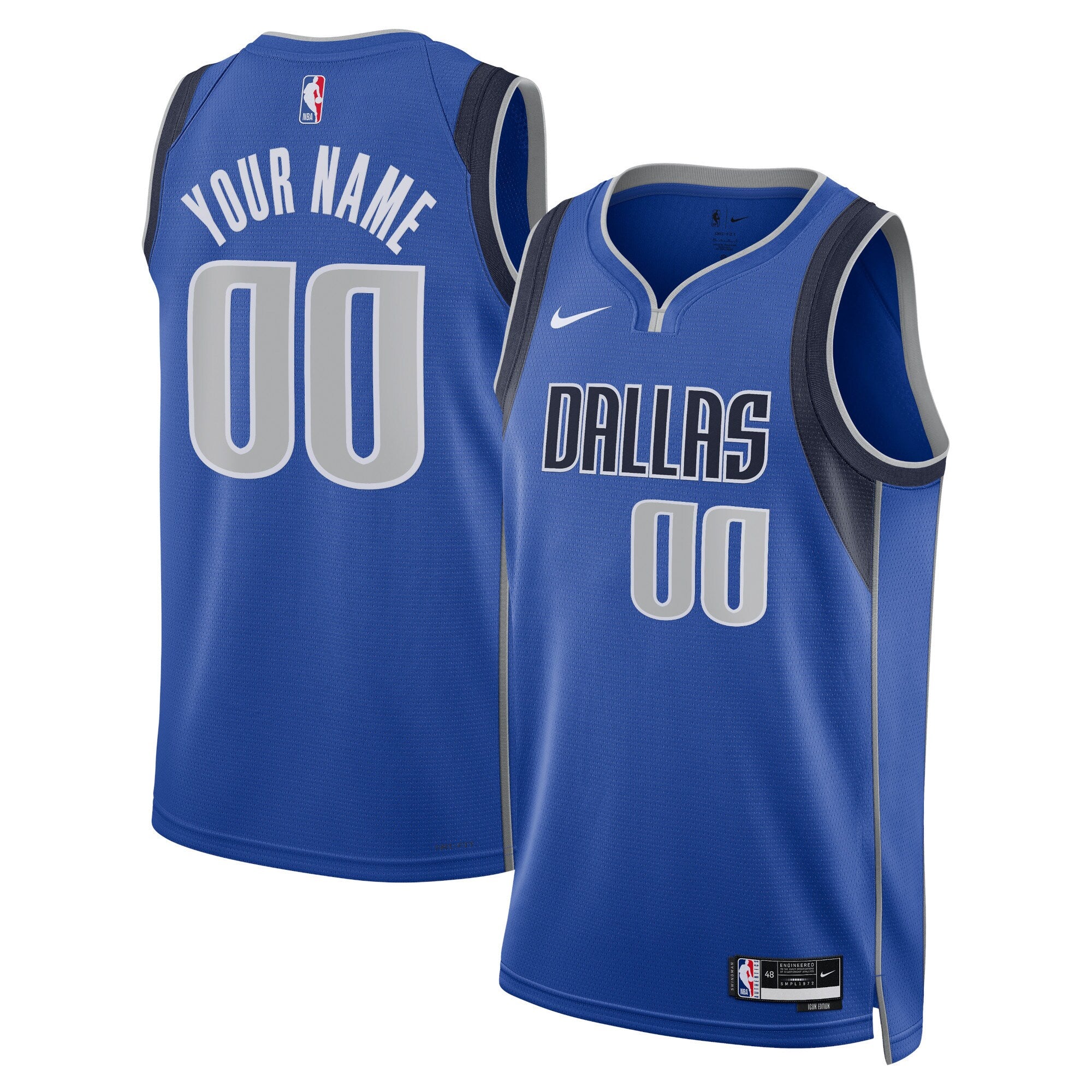 Dallas Mavericks Unisex Swingman Custom Jersey Blue - Icon Edition Basketball TJS0769