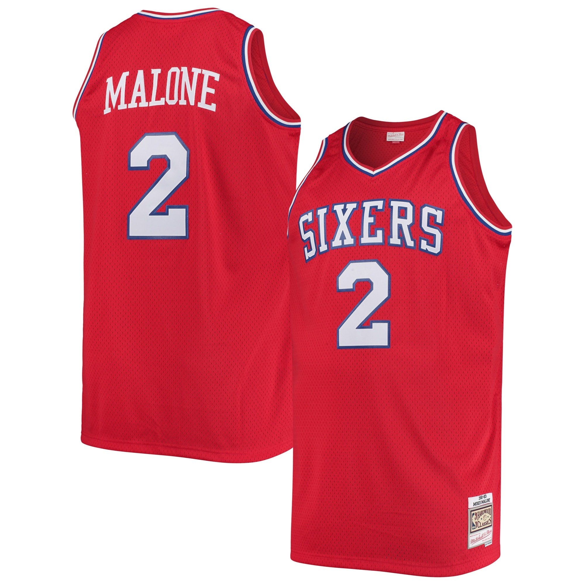 Moses Malone Philadelphia 76ers M & N 1982/83 Big & Tall Hardwood Classics Swingman Jersey - Red Basketball TJS1072