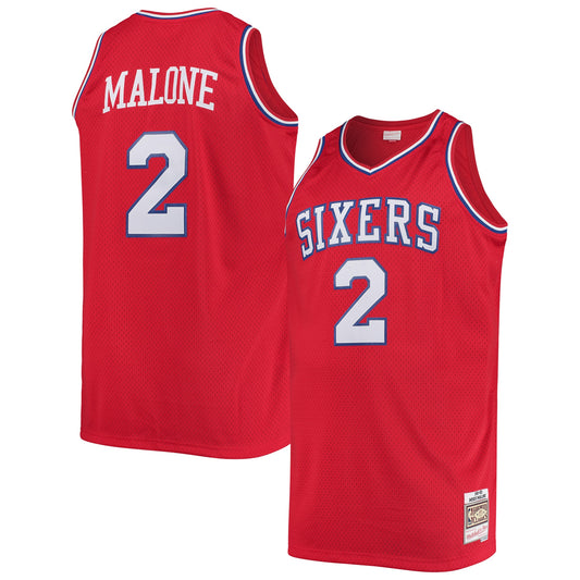 Moses Malone Philadelphia 76ers M & N 1982/83 Big & Tall Hardwood Classics Swingman Jersey - Red Basketball TJS1072
