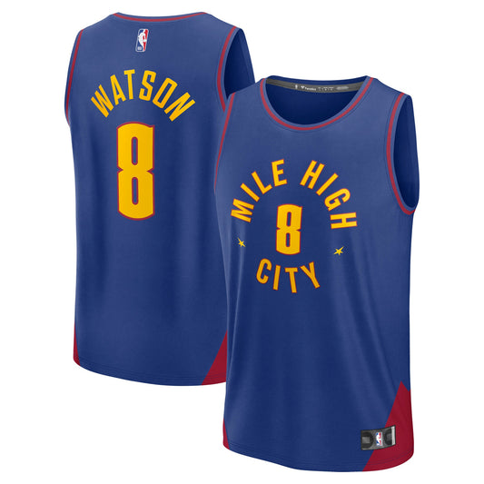 Peyton Watson Denver Nuggets Fast Break Replica Player Jersey - Statement Edition - Blue Basketball TJS1021