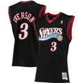 Allen Iverson Philadelphia 76ers M & N 2000/01 Big & Tall Hardwood Classics Swingman Jersey - Black Basketball TJS1015