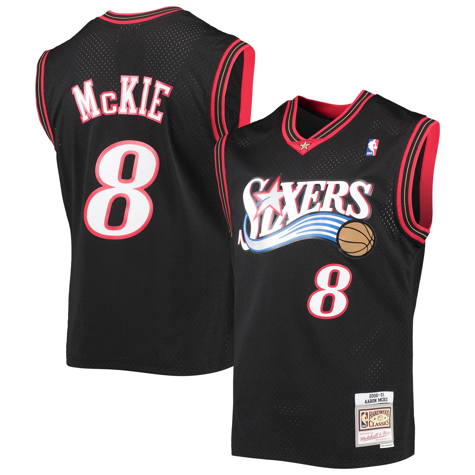 Aaron McKie Philadelphia 76ers M & N Hardwood Classics Swingman Jersey - Black Basketball TJS0981