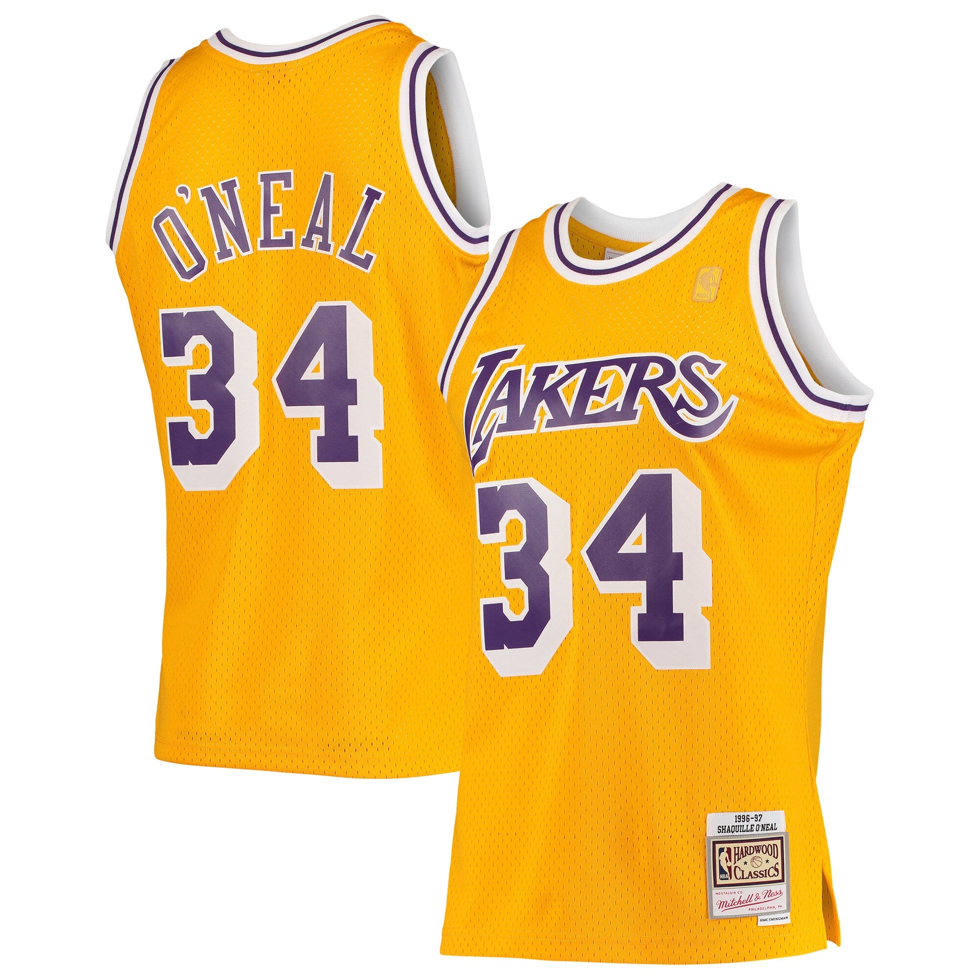Shaquille O'Neal Los Angeles Lakers M & N 1996/97 Hardwood Classics Swingman Jersey - Gold Basketball TJS1030