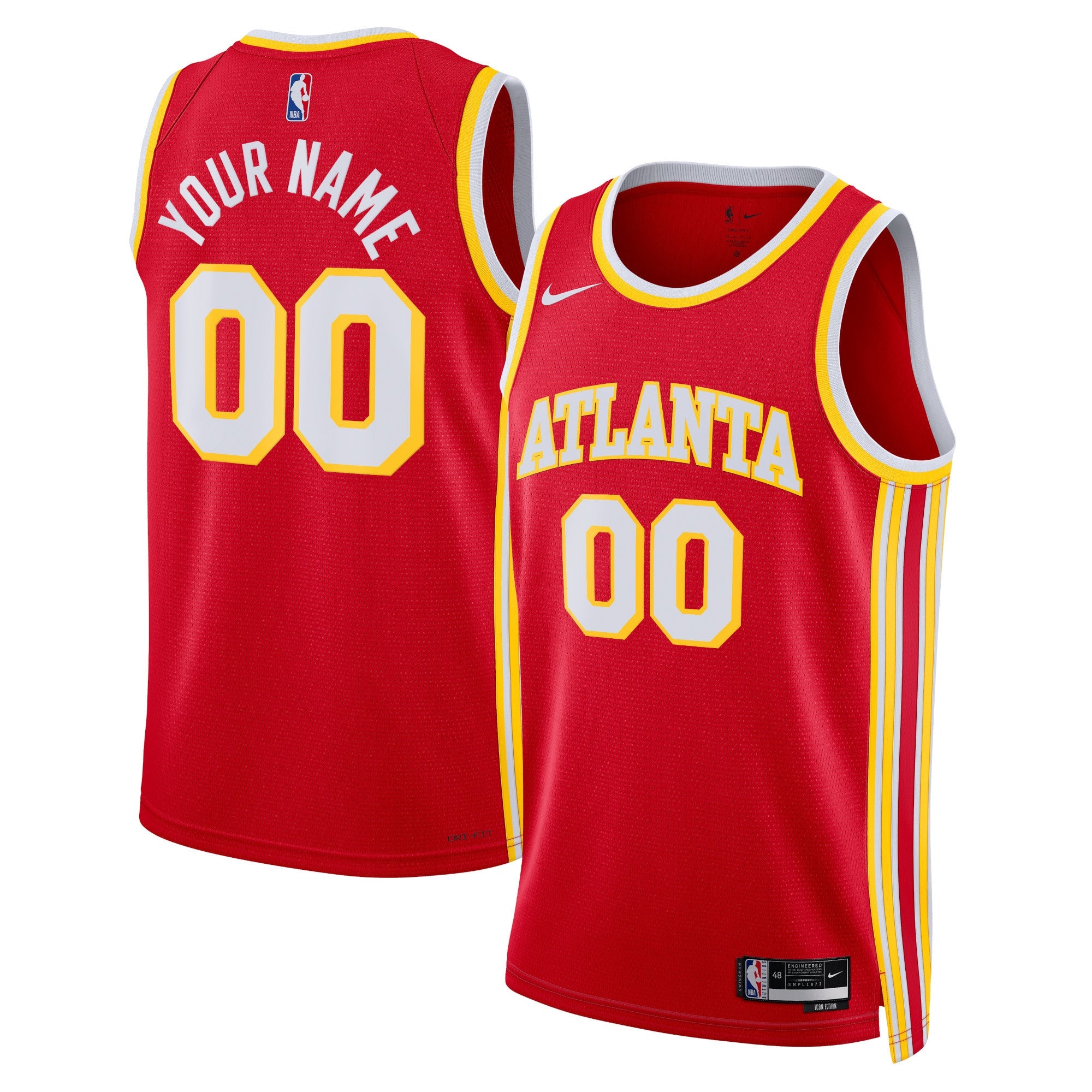 Atlanta Hawks Unisex Swingman Custom Jersey Red - Icon Edition Basketball TJS0931