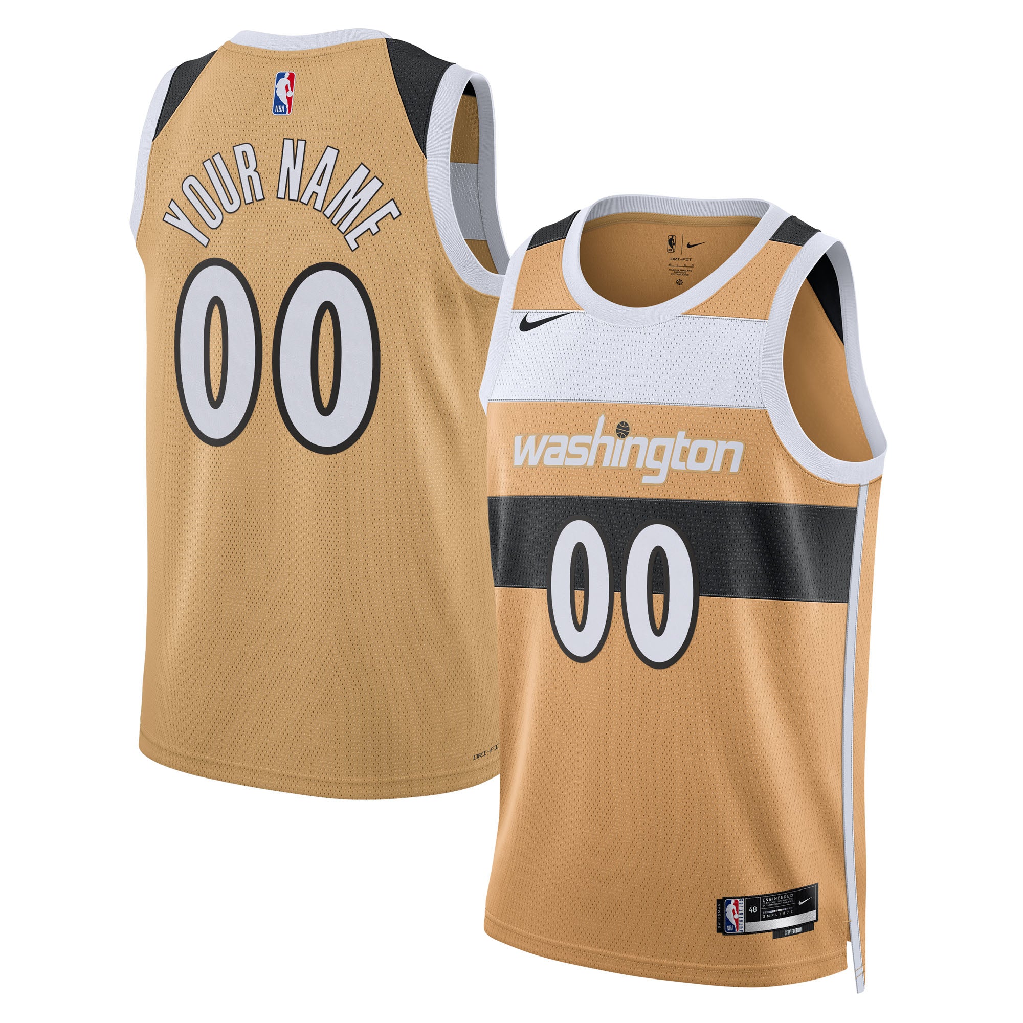 Washington Wizards Unisex 2025/26 City Edition Swingman Custom Jersey - Gold Basketball TJS0997