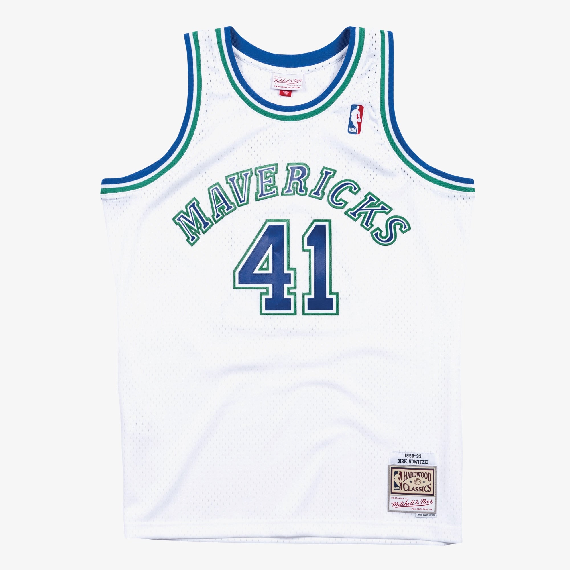 Dirk Nowitzki Dallas Mavericks M & N 1998-99 Hardwood Classics Swingman Jersey - White Basketball TJS1070