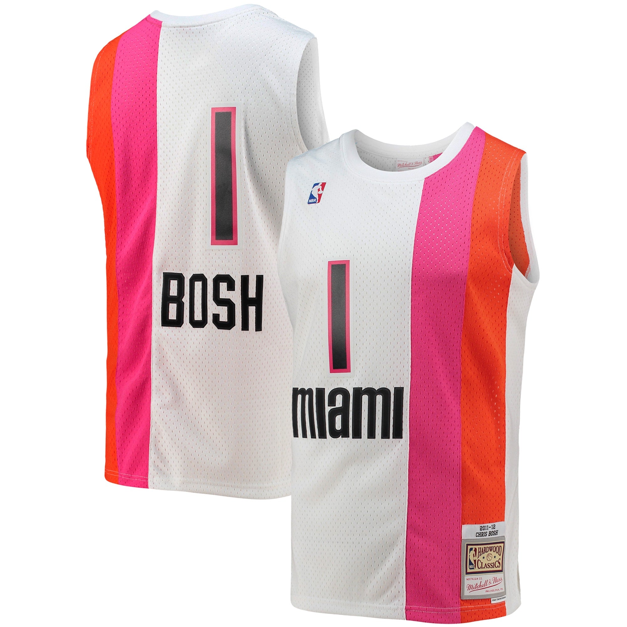 Chris Bosh Miami Heat M & N 2011/12 Hardwood Classics Swingman Jersey - White Basketball TJS0947