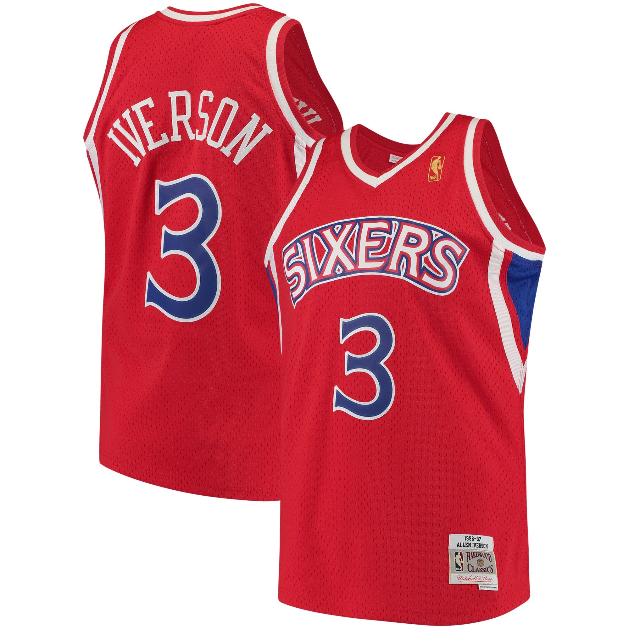 Allen Iverson Philadelphia 76ers M & N 1996/97 Hardwood Classics Swingman Jersey - Red Basketball TJS1025