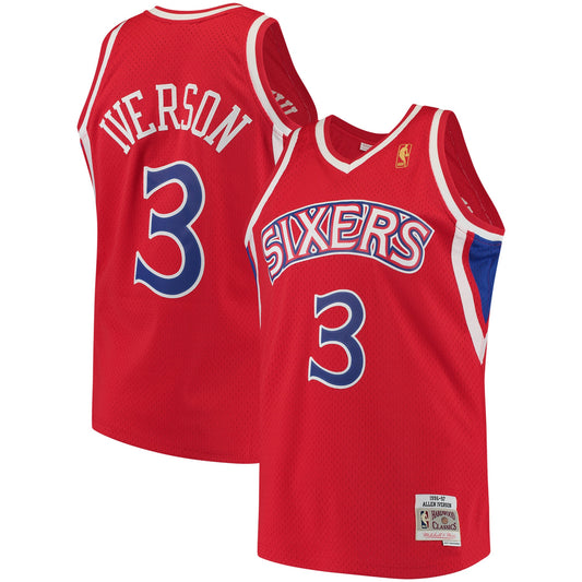 Allen Iverson Philadelphia 76ers M & N 1996/97 Hardwood Classics Swingman Jersey - Red Basketball TJS1025