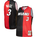 Dwyane Wade Miami Heat M & N Big & Tall Hardwood Classics 2005/06 Split Swingman Jersey - Black/Red Basketball TJS1036