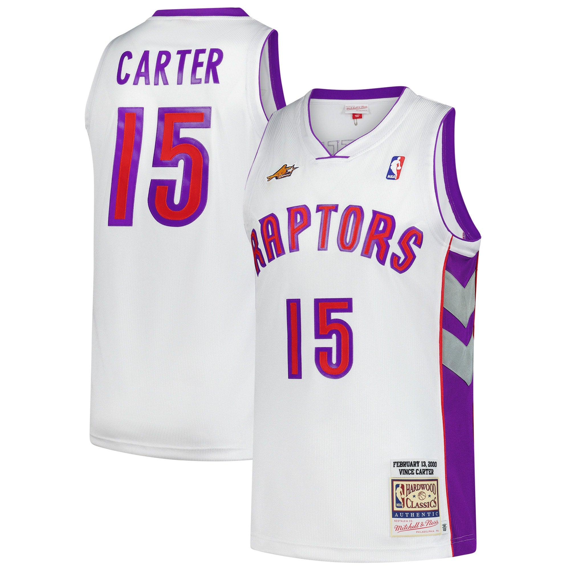 Vince Carter Toronto Raptors M & N 2000 All-Star Game Jersey - White Basketball TJS1089