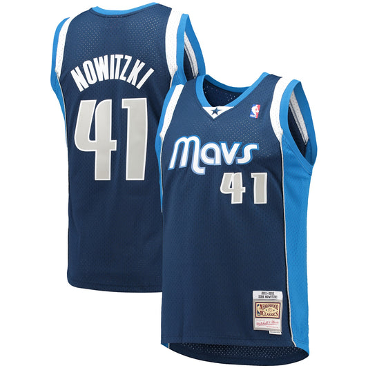 Dirk Nowitzki Dallas Mavericks M & N 2011/12 Hardwood Classics Swingman Jersey - Navy Basketball TJS1088