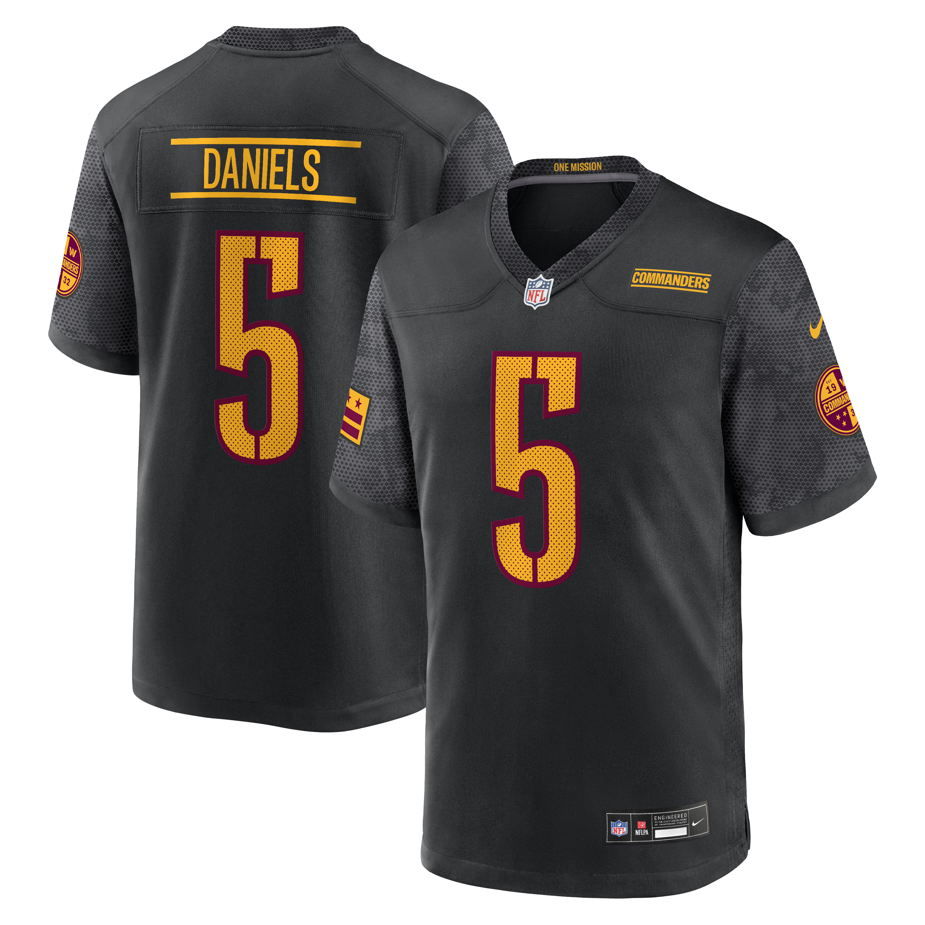 Jayden Daniels Washington Commanders Alternate Game Player Jersey - Black | Stitched Football Jersey TJS0059