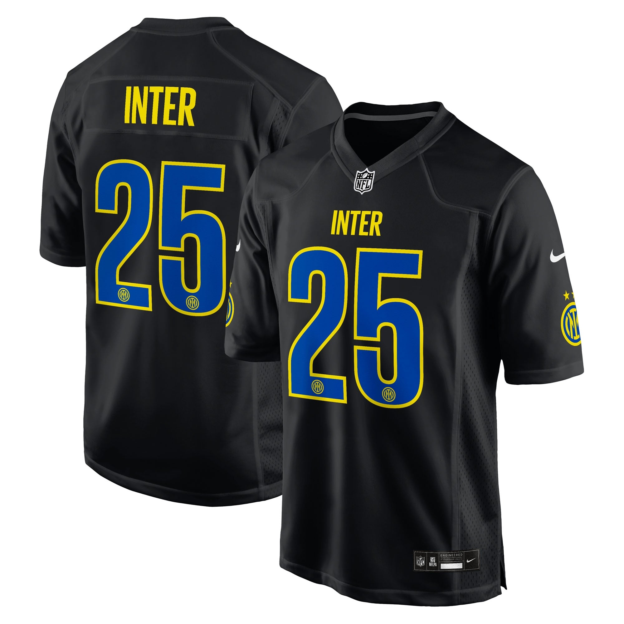 Inter Milan 2025 Soccer x NFL Game Jersey - Black | Stitched Football Jersey TJS0048